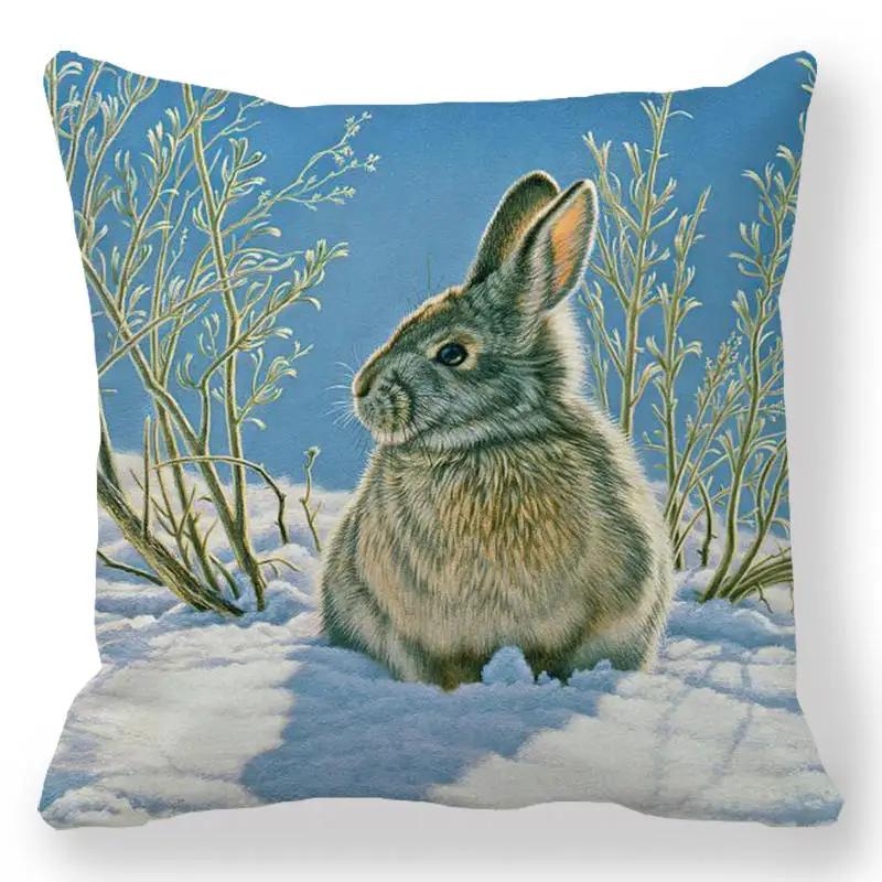 Easter Bunny Print Cushion Cover Spring Easter Egg Hare Pillowcase Home Decoration 40/45/50/60cm