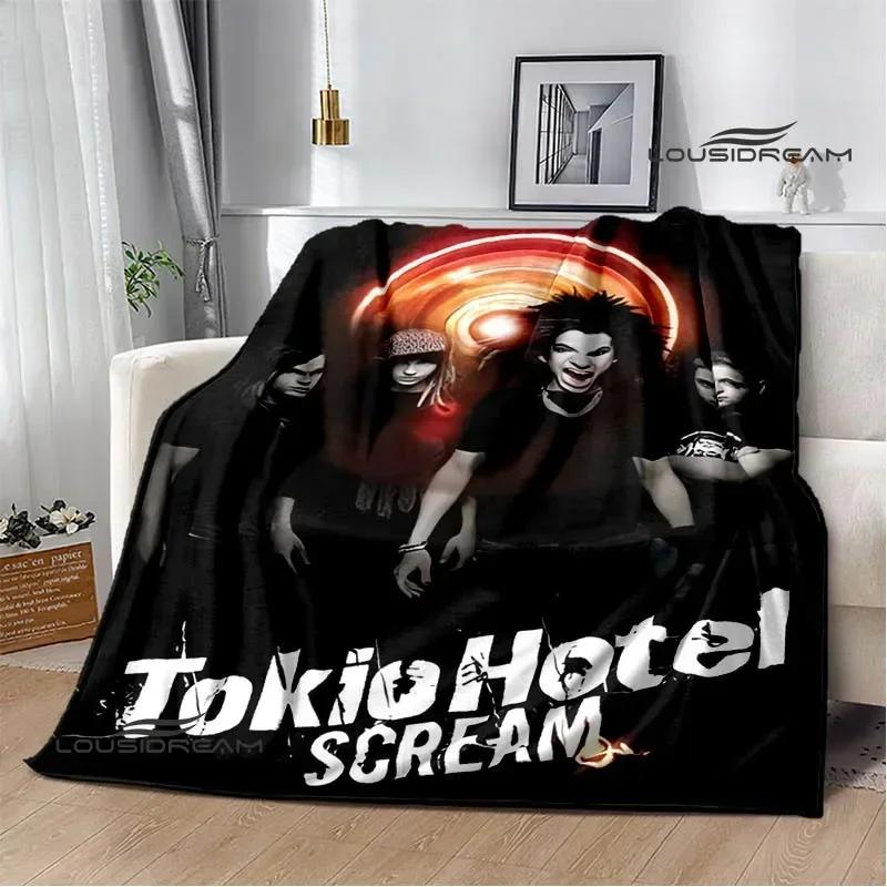 Плед с принтом рок-группы Tokio Hotel Плед для пикника Фланец Теплый плед Домашние и дорожные пледы Постельные принадлежности Подарок на день рождения