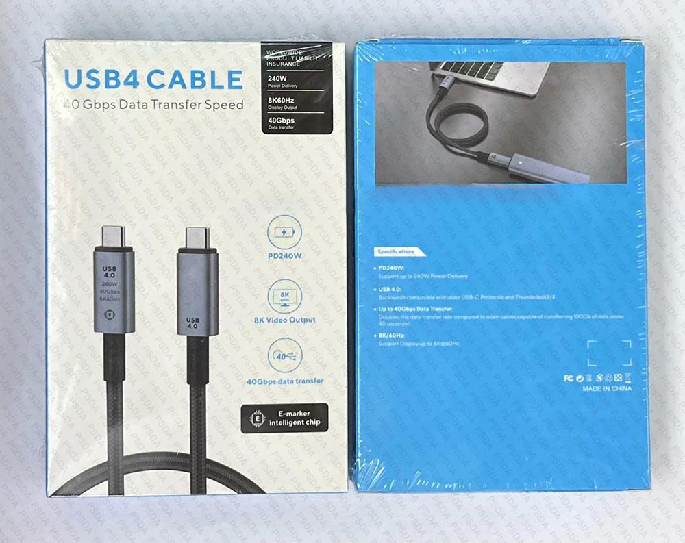 USB4.0 40Gbps Type C to C Cable USB4.0 240W Blazing-Fast Charging Cable 8K60Hz for PS5 Nintendo Switch Galaxy S22 MacBook Pro