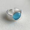 925 Sterling Silver Rings for Women Couple Minimalist Vintage Blue Stone Ring Fine CZ Jewelry Birthday Gift Prevent Allergy