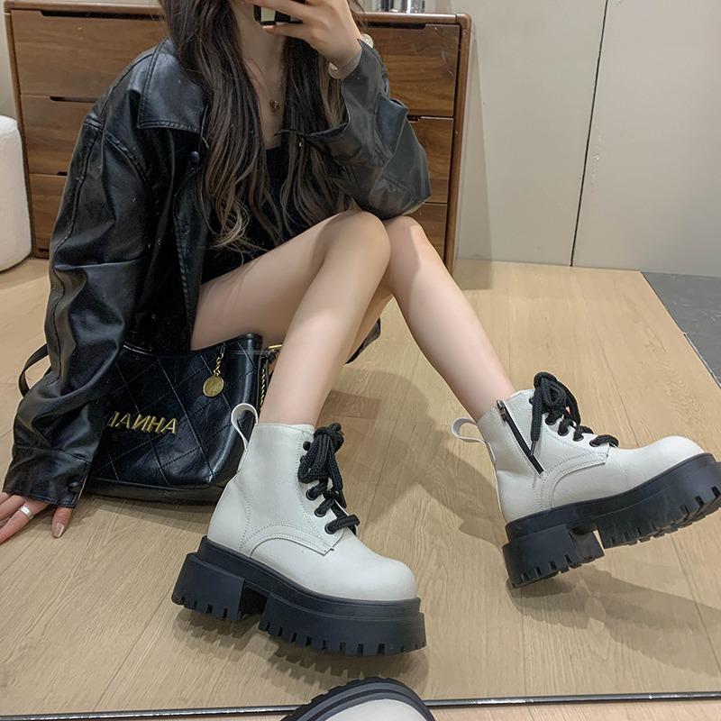 Women's Boots Autumn Women Ankle Boots Platform Wedges High Heels Short Boots Fashion Design Lace-up Shoes of Women D369