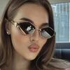 Fashion Polygonal Women Sunglasses Vintage Brand Rhombus Ladies Sun Glasses Shades Unique Metal Frame Punk Eyewear Men