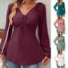 T-shirt Solid Color V-neck Long Sleeve Drawstring Women's Clothing Girdle