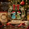 DIY Festive Party Accents Best Friends Christmas Wreath Pendant, Acrylic Hanging Ornament, Seasonal Home Wall Decor Decorative Piece for Holiday