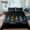 Комплект постельного белья International Chess Queen Size Chess Lovers для детей и взрослых, черная основа из микрофибры, 2/3 шт., пододеяльник