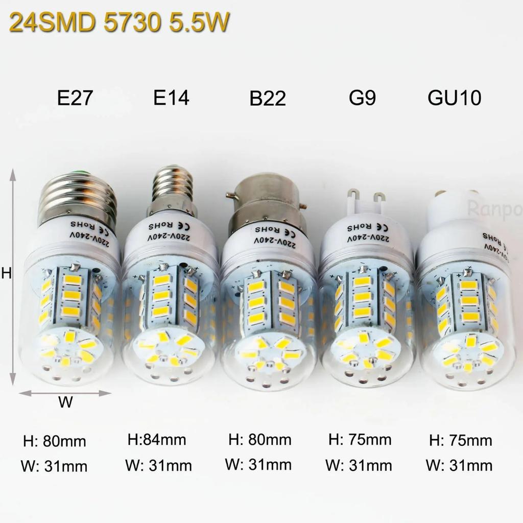 HOMZY 7-15W E27 LED Lamp E14 LED SMD5730 220V Corn Light Bulbs 24 36 56 72 LEDs Lamparas LED Chandelie for Home Decor Ampoule Led Light