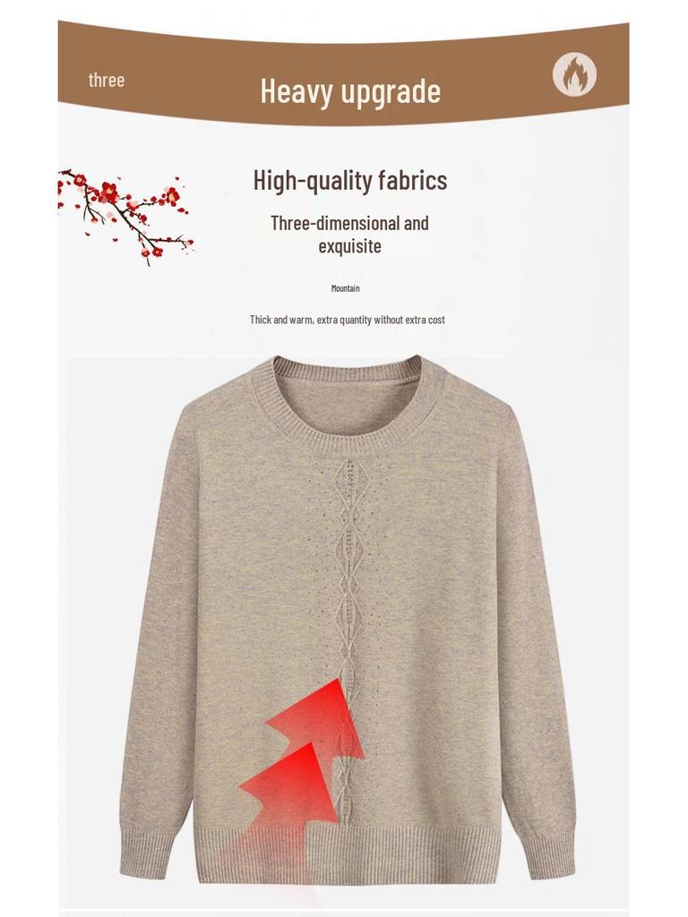 Женский осенне-зимний топ с полувысоким воротником: Новый эластичный свитер однотонной расцветки для людей среднего и пожилого возраста