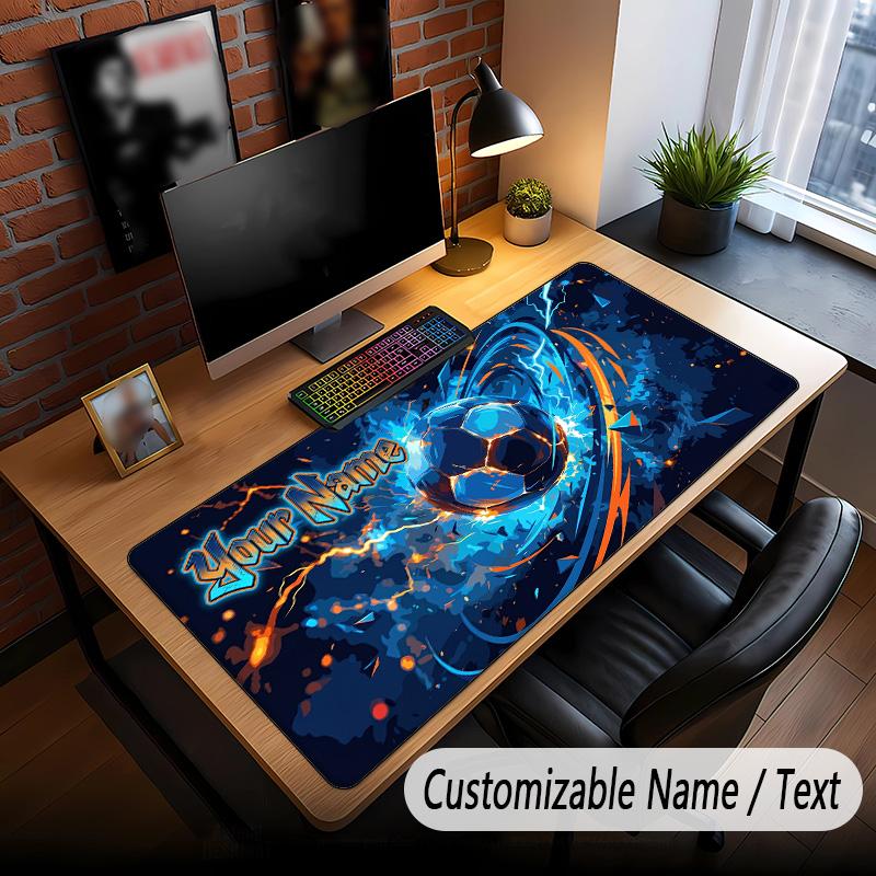 Soccer Theme Custom Mouse Pad Personalized With Name Text Customized Desk Mat For Office Home Decor