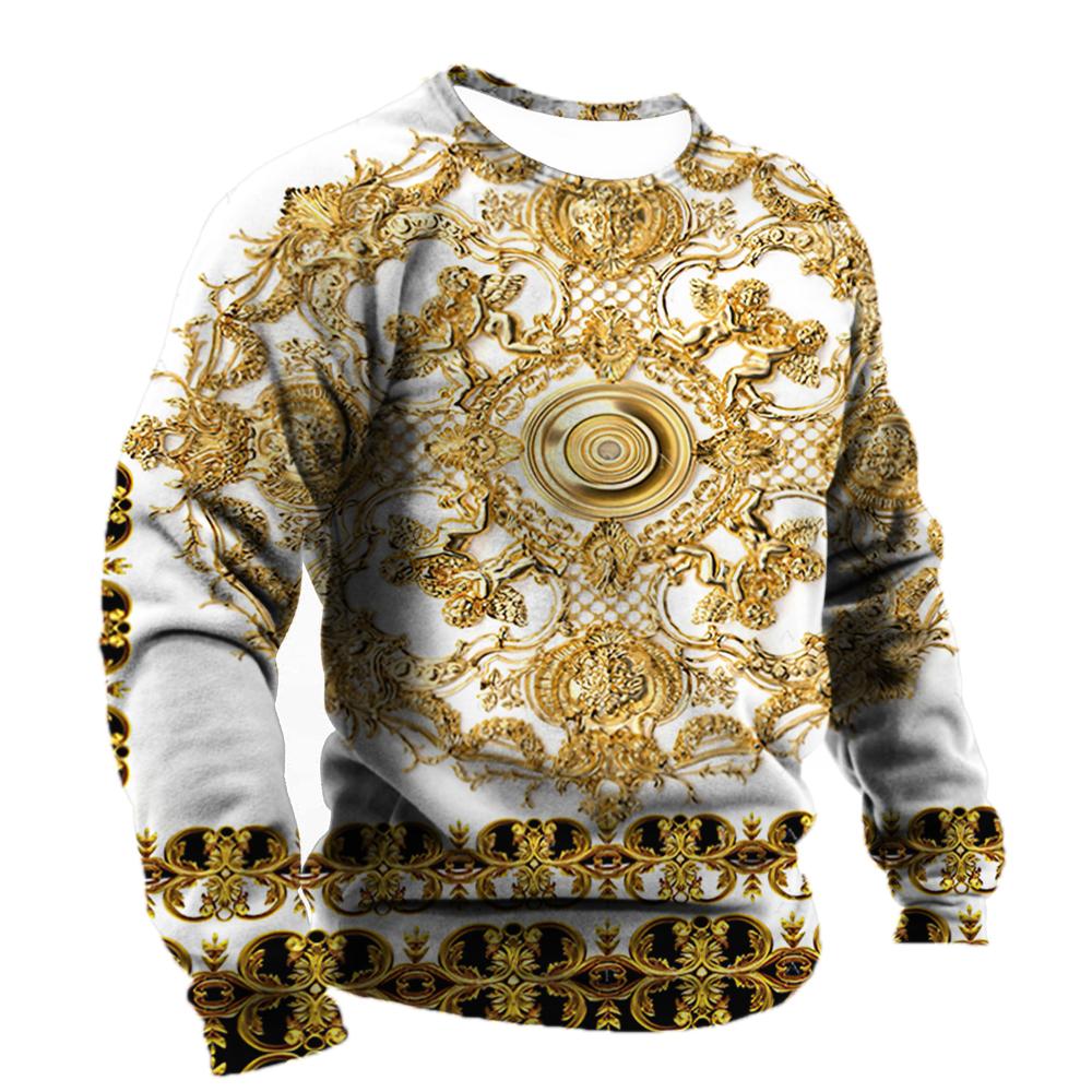 Роскошные социальные рубашки мужские хлопковые футболки футболки с барочной графикой модные 3d футболки уличные толстовки с круглым вырезом повседневная одежда
