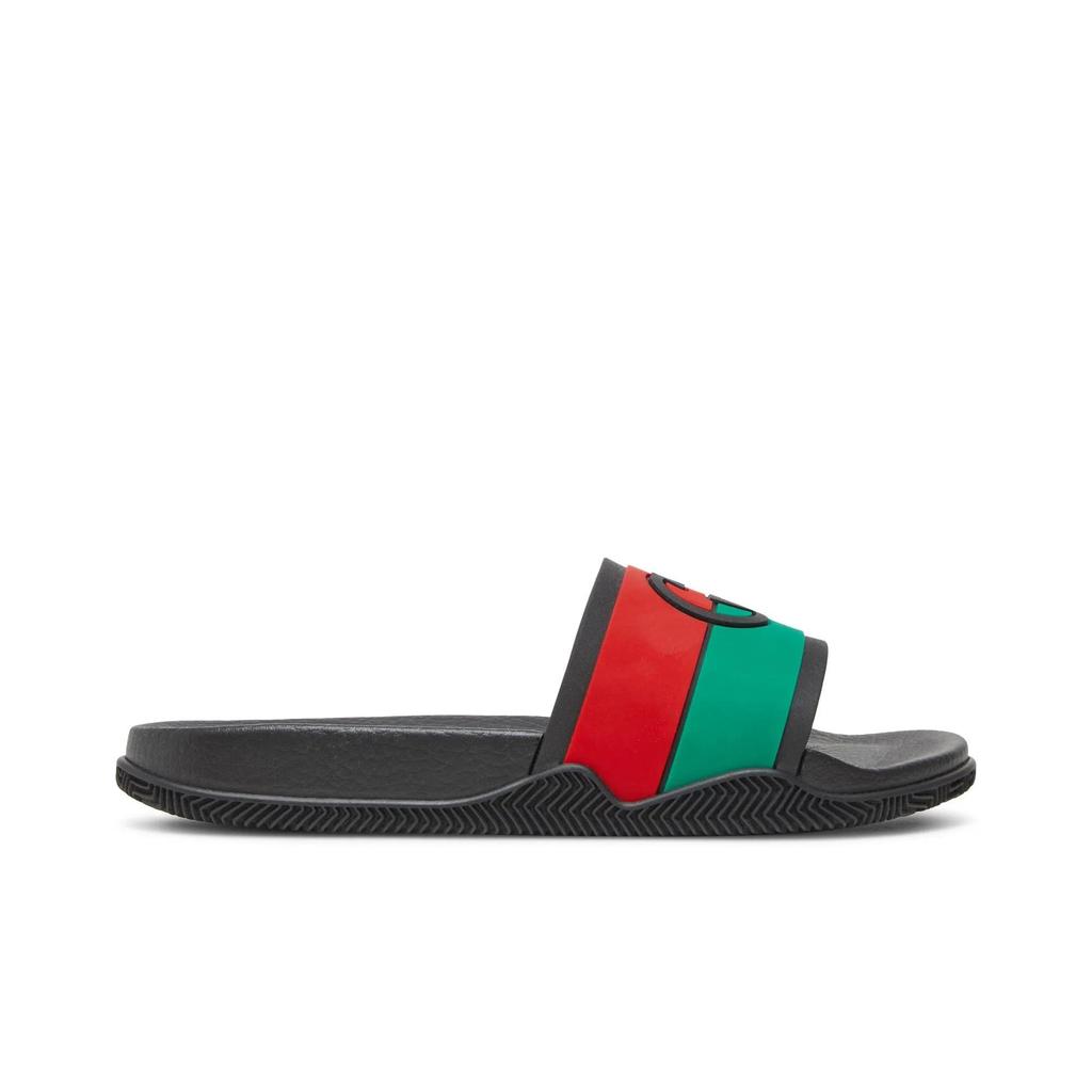 Gucci Slide 'Interlocking G - Black Red Green' (Unisex) Black / Red / Green Slide Slippers 655265 JFA00 8815
