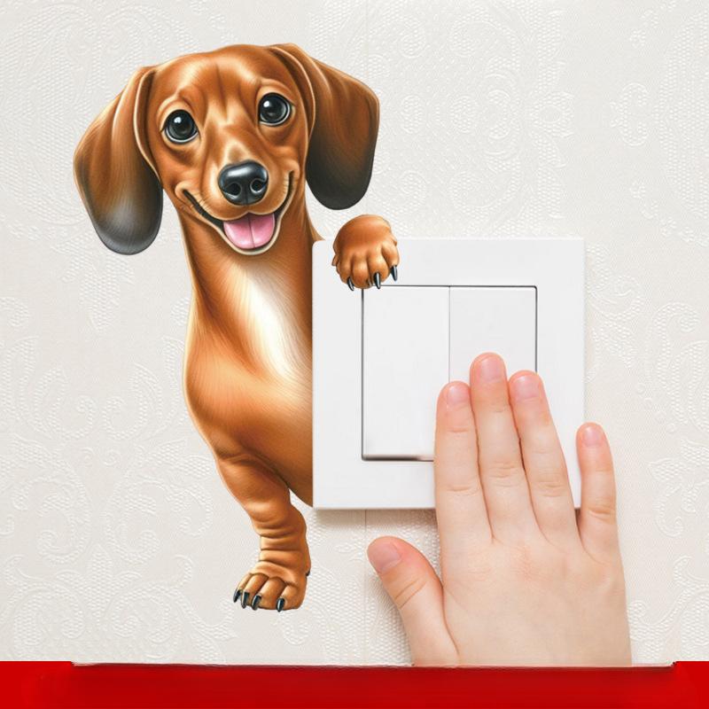 Cute Cartoon Animals Children's Bedroom Porch Living Room Home Decorative Light Switch Sticker Self-adhesive Wall Stickers