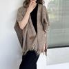 Japanese Korean Tassel Big Pendulum Cardigan Cape Autumn Loose Poncho Women Faux Cashmere Cloak Out Streetwear