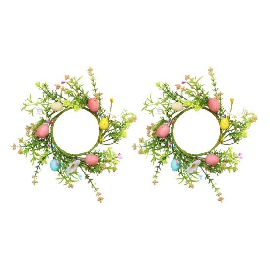 Yousheng 1/2/3/4 шт. пасхальные яйца свечи кольца держатели венки реалистичные яркие цвета искусственные фермерские яйца свечи мини венки