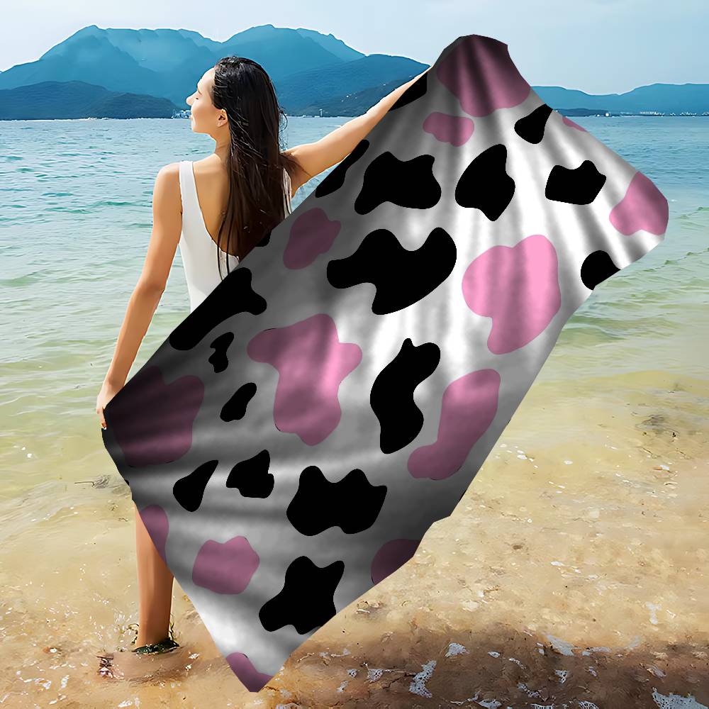 cartoon Cow Pattern cute Microfiber Blanket Quick Drying Beach Towels Oversized Printing Super Absorbent Pool Towel Blanket