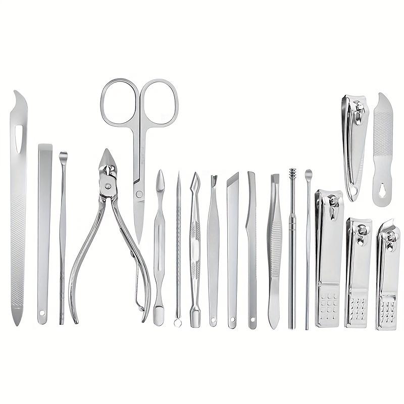 19pcs Nail Clipper Professional Nail Grooming Pedicure Kit Nail Cutter Tools With Travel Case Manicure Trimmer Scissors