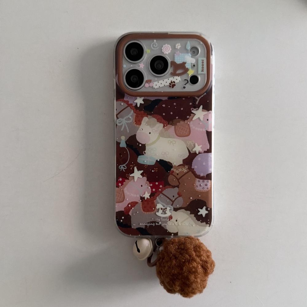 ins splashing ink bow pony applies to Apple 17 mobile phone case iphone16promax new 15 girl heart all-inclusive anti-drop 17pro Internet celebrity