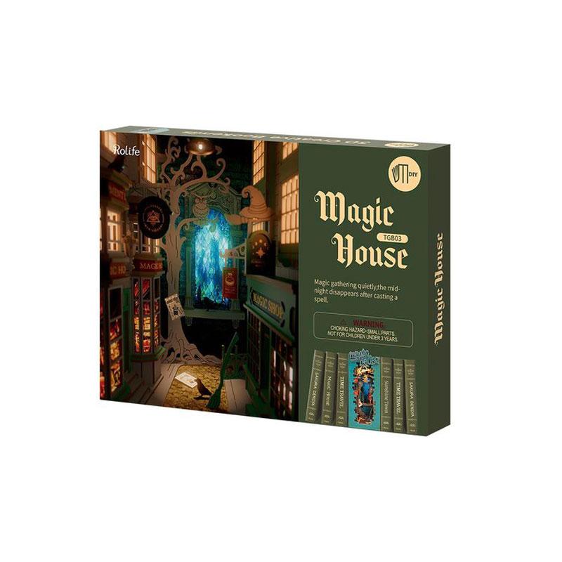 Book Nook DIY Dollhouse Furniture 4 Kinds Booknook Bookends Model Kit with LED Light for Bookshelf Insert Decor
