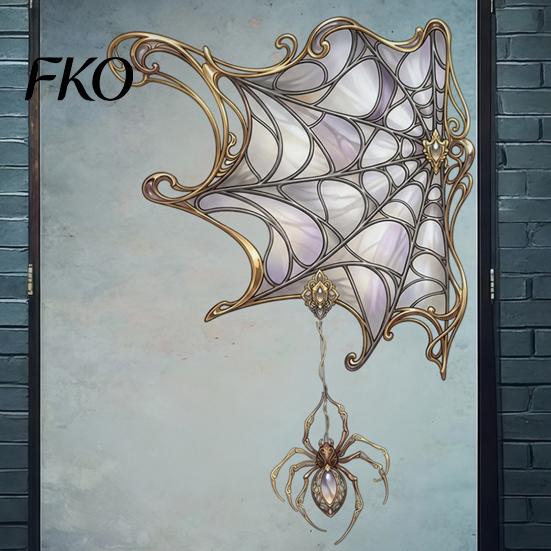 Spider Web Window Sticker Halloween Sticker, Double-Sided Clings, Waterproof PVC Adhesive Decal Decals, Decorative Gothic Style Stickers for Home