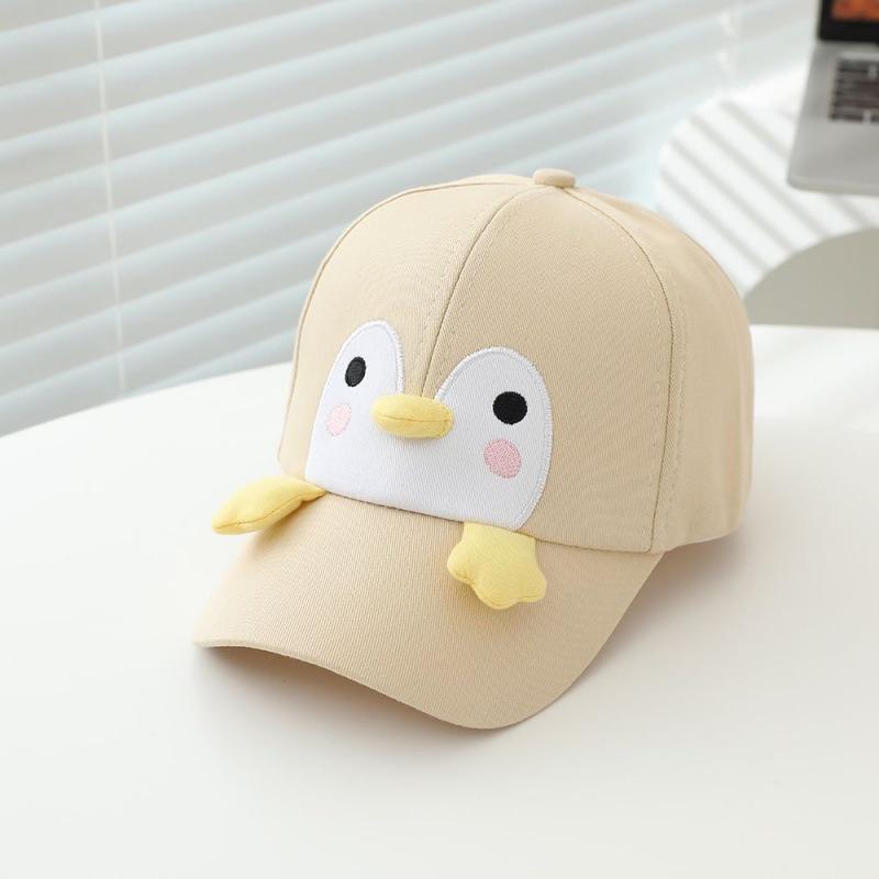 Kids' Spring Penguin Baseball Cap - Cartoon Duckbill, Wide Brim, Windproof, Sun Protection Hat for Boys and Girls