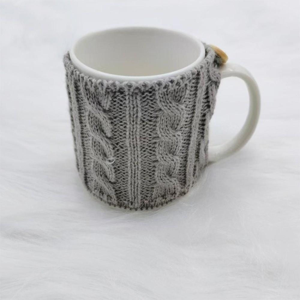 4PCS/SET Warm Knitted Coffee Mug Cover Heat-proof Washable Insulated Cup Sleeve Handmade Stretchable Coffee Cup Cover