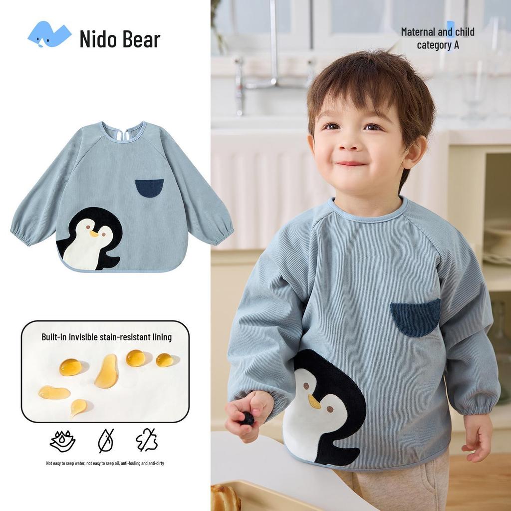 Nidoran 2025 Fleece-Lined Winter Smock for Kids - Anti-Stain and Warm Bib for Boys and Girls