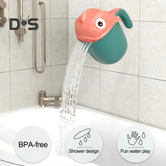 Детская ванночка для ополаскивания волос и тела с удобной ручкой в форме мультяшного животного, успокаивающая игрушка для купания с эффектом тропического душа для детей