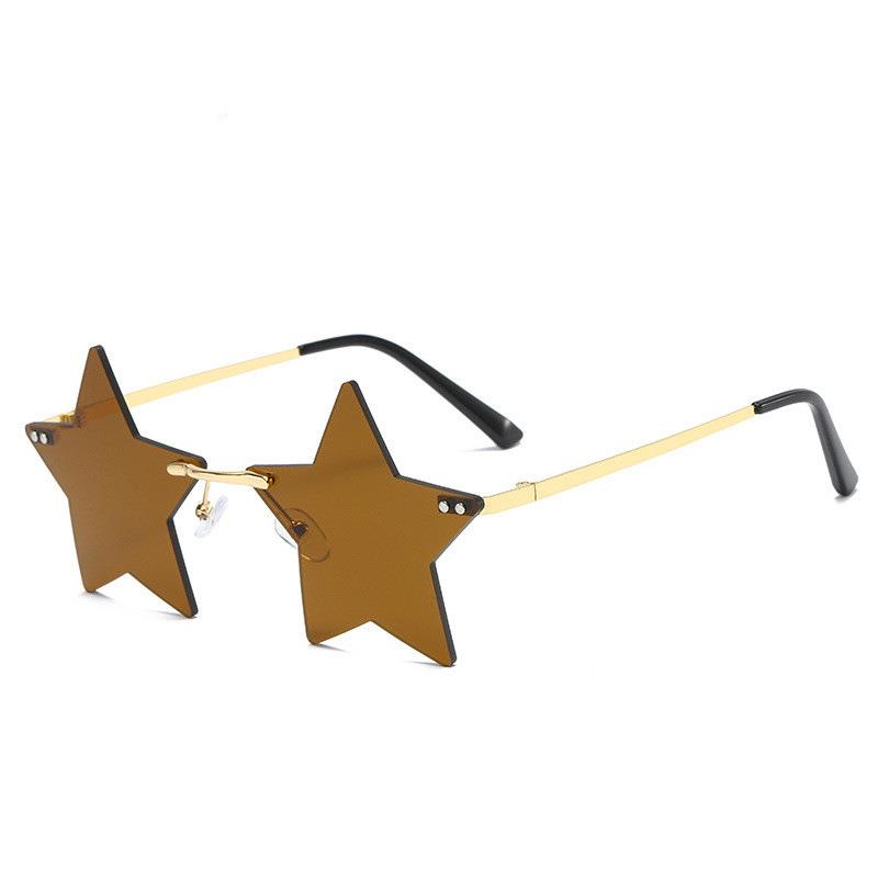 Trendy Unisex Sunglasses Multicolor Star Shape Popular Pentagram Frame Sunshade Decor Glasses HD Sunglasses New Trendy Trend Personality Rimless