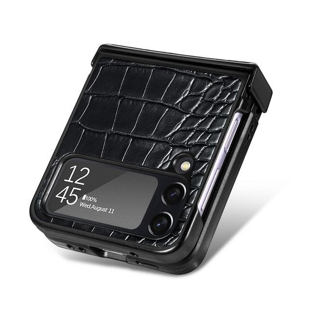 Антибликовый чехол для телефона из крокодиловой кожи для Samsung Galaxy Z Flip 4 5g Flip4 Flip3 Flip 3, нескользящий деловой чехол Funda