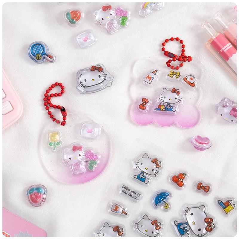 2 шт. Кавайная Hello Kitty 3D тисненый хрустальный стикер Водонепроницаемый Декоративный стикер для чехла мобильного телефона DIY Стикер для скетчбука