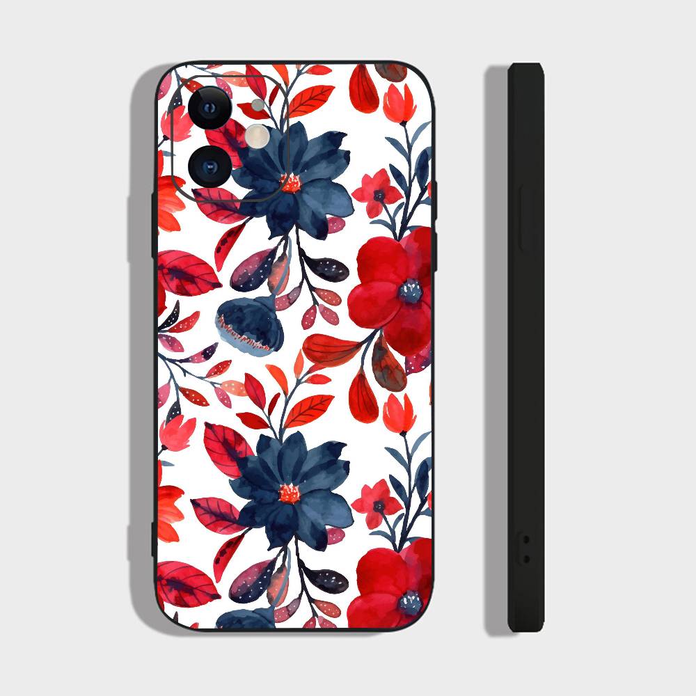 Художественный цветок Для IPhone 13,17,11,12,16,14,15,Plus,Pro Max Мягкий силиконовый черный чехол для телефона