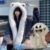 Корейские новые осенне-зимние плюшевые женские шапки с мехом и волосами, уличная одежда, теплая шапка, уличная мода, шапка с ушками, согревающая шею, горячая
