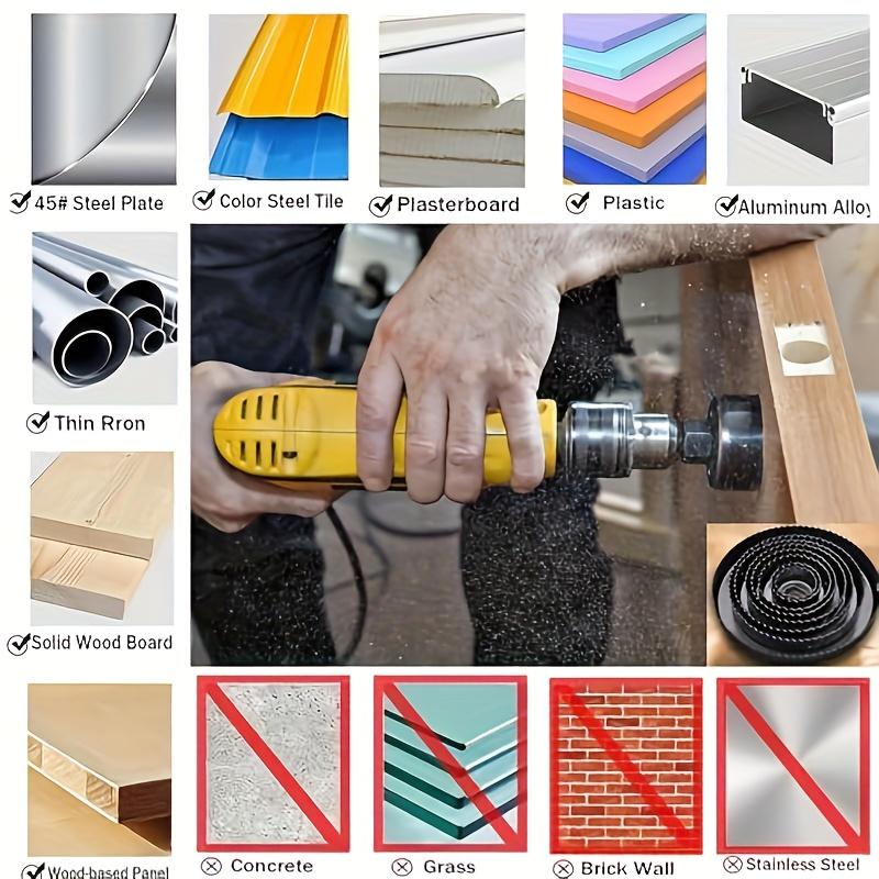 Набор из 6 шт. кольцевых пил Прочная углеродистая сталь Металлическая круглая Насадка для дрели для резки отверстий по дереву, ПВХ и пластику Деревообрабатывающие инструменты