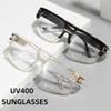 New Fashion Double Beam Men'S Sunglasses Retro Box Anti Uv Driving Metal Glasses Uv400 Outdoor Beach Cycling Sunscreen Goggles