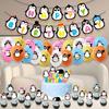 Blue Happy Birthday Penguin Banner Pink Penguin Balloons Penguin Party Supplies Cake Topper  Boy