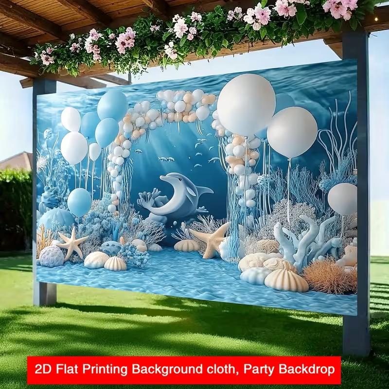 2D Underwater Dolphin Backdrop Kids Birthday Party Photography Background