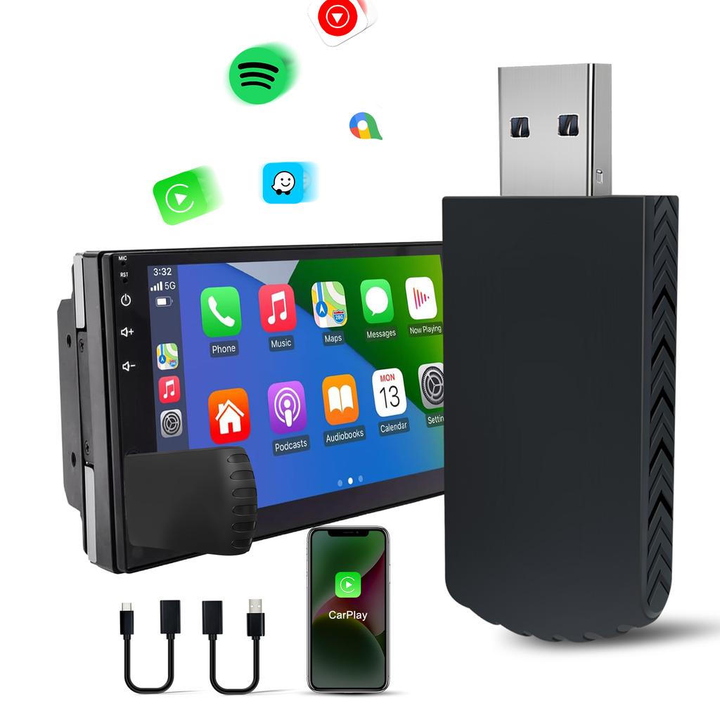 Беспроводной адаптер CarPlay 2025, беспроводной автомобильный плеер для автомобилей с проводным CarPlay и IOS 5Ghz Wi-Fi USB-плеер с функцией прямого подключения и воспроизведения