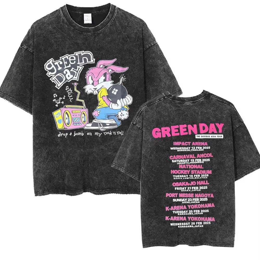 Стирка Винтажные Панк-группа Green Day Kerplunk Графические Футболки Мужские Женские Готический Рок Ретро Футболки Мужские s Оверсайз Футболки