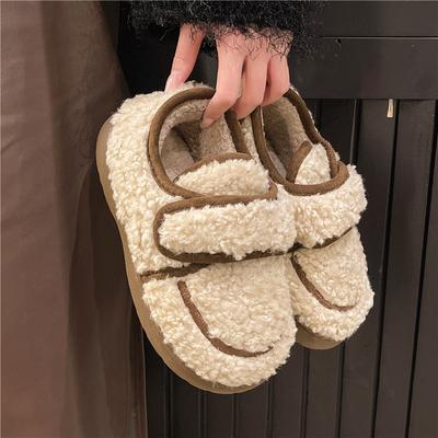 Модные зимние теплые меховые туфли для женщин, плюшевые домашние туфли, пушистые туфли из искусственного меха для дома и улицы, пушистые домашние гладкие тапочки
