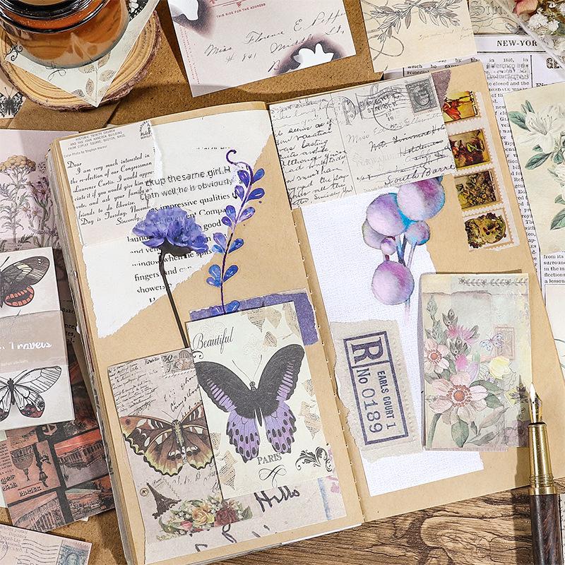 Буклет с ретро-стикерами Yuezhen Past Notes - симпатичный и нелипкий, 60 листов