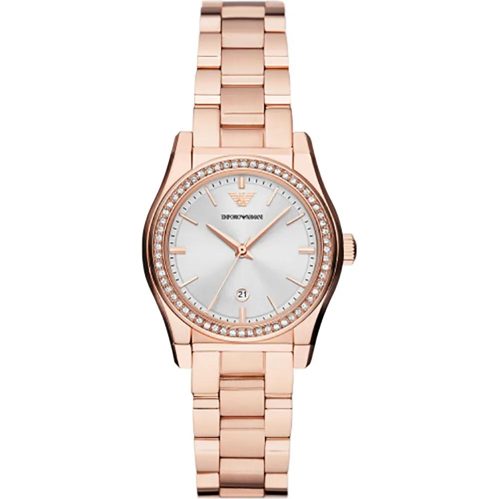 Emporio Armani Женские кварцевые часы Federica Silver Rose Gold Metal AR11558