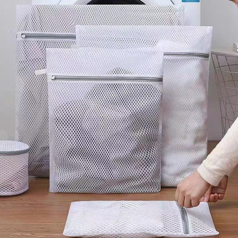 White Durable Large Washing Laundry Bag Mesh Organizer Net Dirty Bra Socks Underwear Shoe Storag Wash Machine Cover Clothes