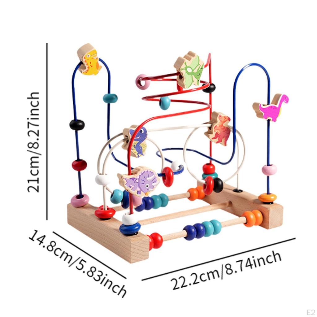 Деревянная игрушка-лабиринт из бусин Подарки на день рождения Сенсорные навыки Динозавр Красочный