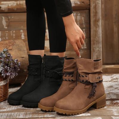 Новая пряжка для ремня Винтажные ботинки Martin 2025 Зима Толстый каблук Британский стиль Ремешок Большого размера Ботинки для женщин