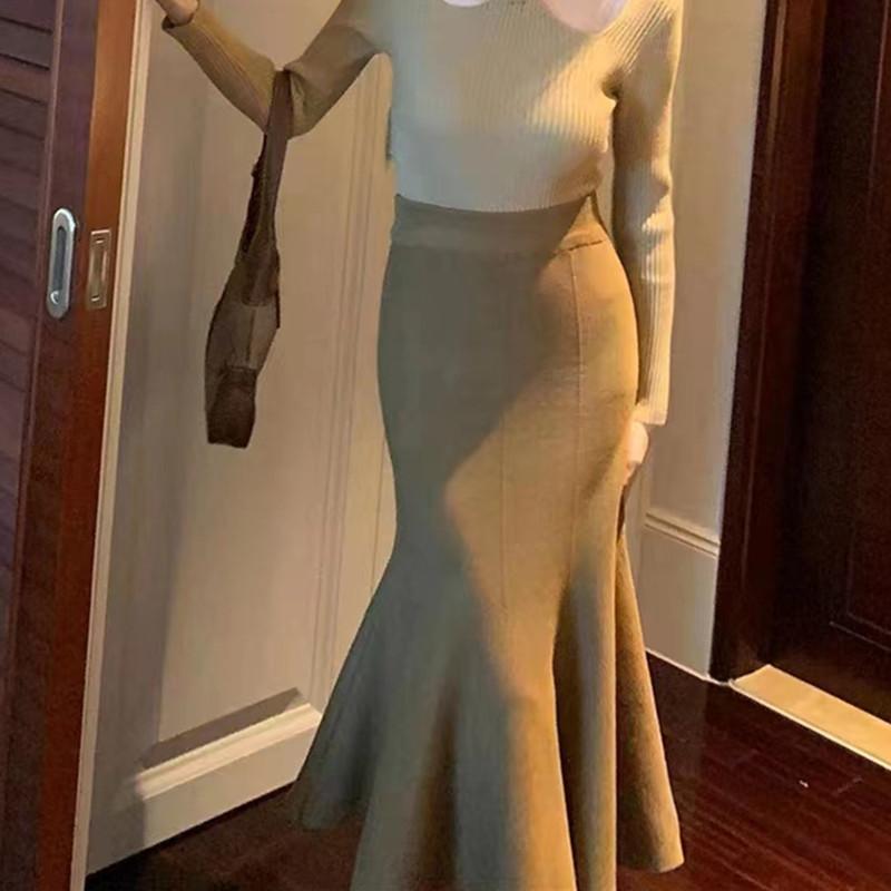 Юбка-рыбий хвост с французским темпераментом и нежностью ветра, юбка-русалка принцессы средней длины, юбка на осень и зиму с высокой талией