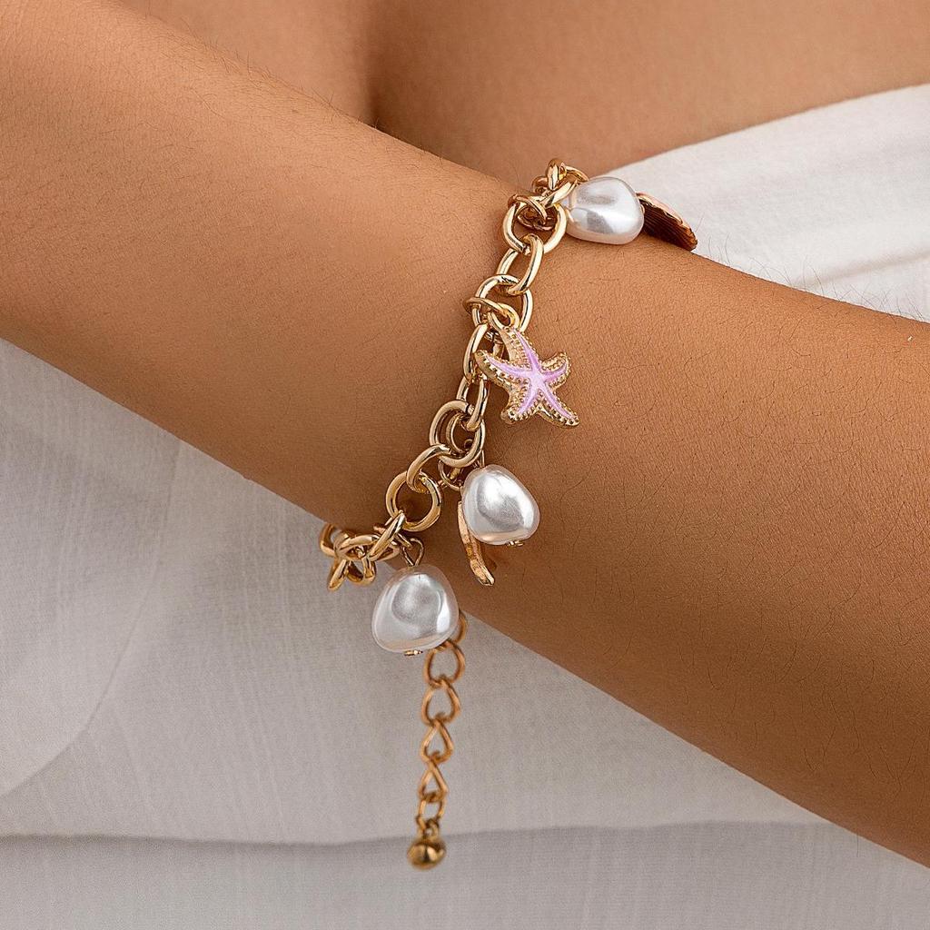 Ocean Beach Style Starfish & Pearl Necklace Set – European & American Jewelry