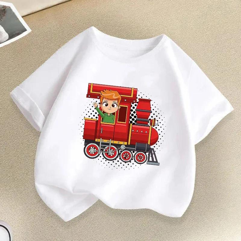 Train Graphic Print Children Tshirts Summer Boys Girls Funny Casual Cute White Tshirts Kids ONeck Short Sleeve Tshirts
