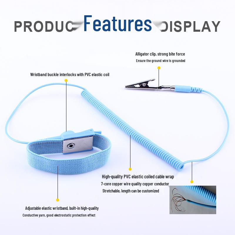 Синий ПВХ проводной антистатический браслет с ремешком на запястье