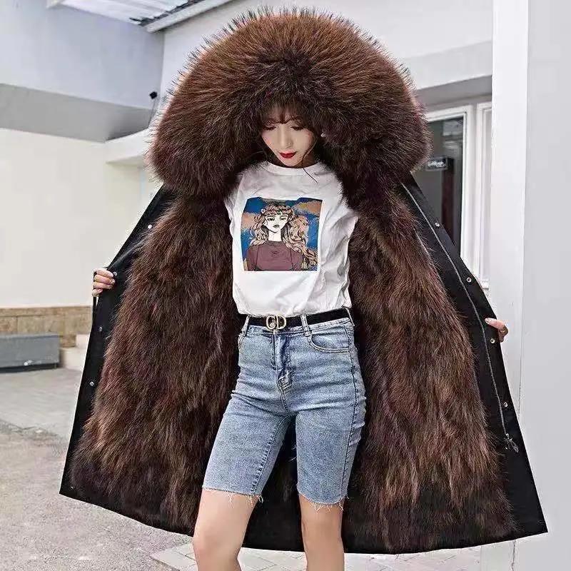 Pai Overcome Women's Fur One-piece Liner Detachable Winter Jacket Plus Velvet Thickening Anti-season Imitation Fur Coat