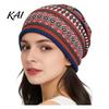 Multifunctional Scarf Hat Women's Geometry Print Slouchy Hat, Casual Soft Stretch Skull Stylish Decorative Head Accessory Cap, Warm Cancer Chemo