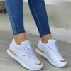 New Women's Mesh Sneakers Leather Pu Lace-Up Flat Shoes Woman Lightweight Female Shoes Classic Versatile Zapatillas De Mujer